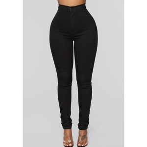 Super High Waist Denim Skinnies-Black